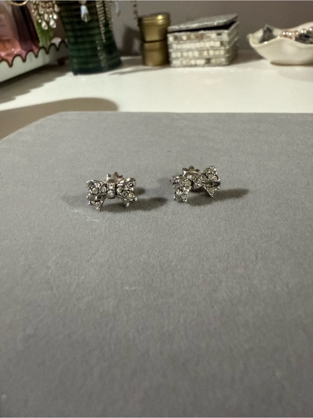 Juicy Couture Silver Bow Crystal Stud Earrings